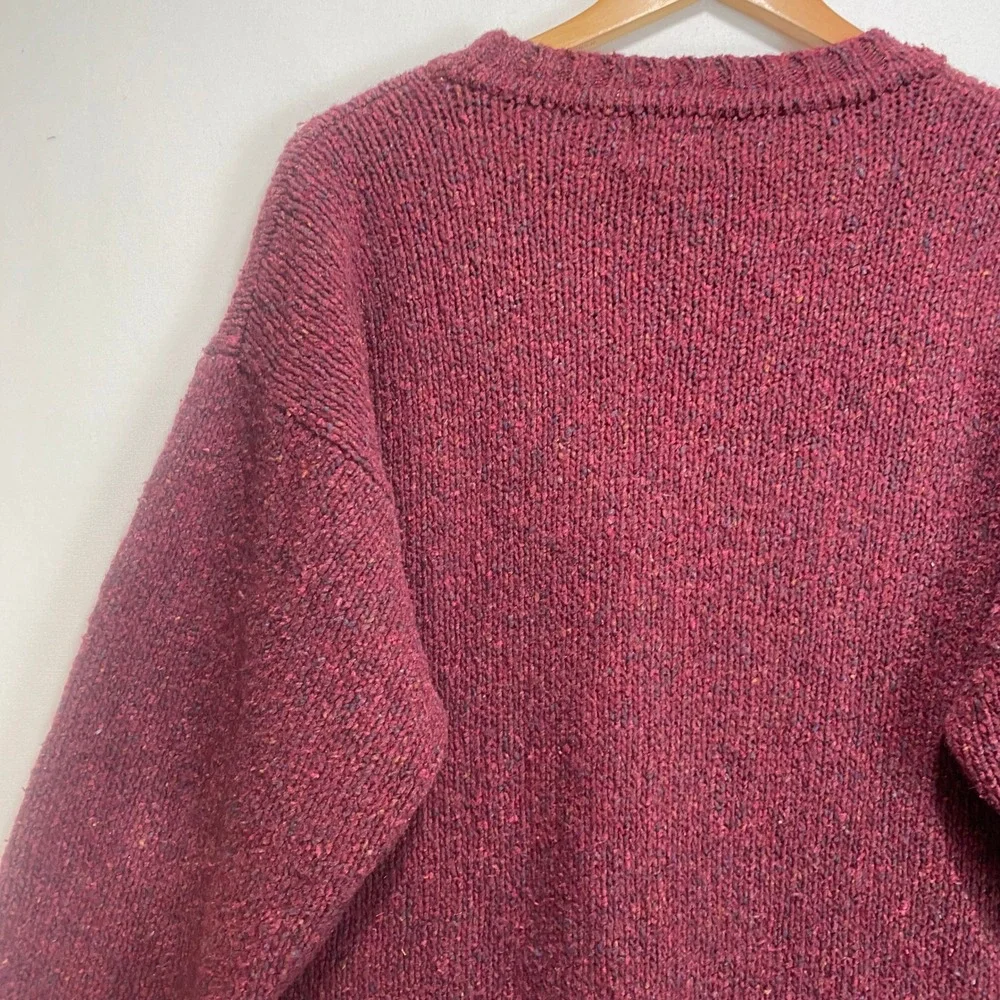 Original Structure Blue Workwear Mens Large Burgundy Wool Silk Cotton Sweater L